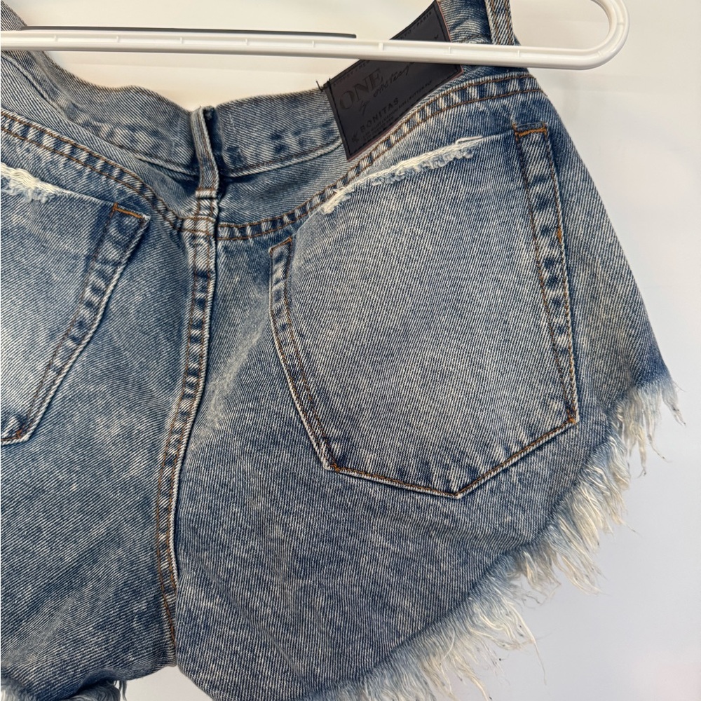 One Teaspoon Blue Distressed Jean Shorts - Picture 8 of 11